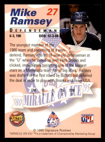 1995 Signature Rookies Miracle on Ice #027 Mike Ramsey Autograph 557972