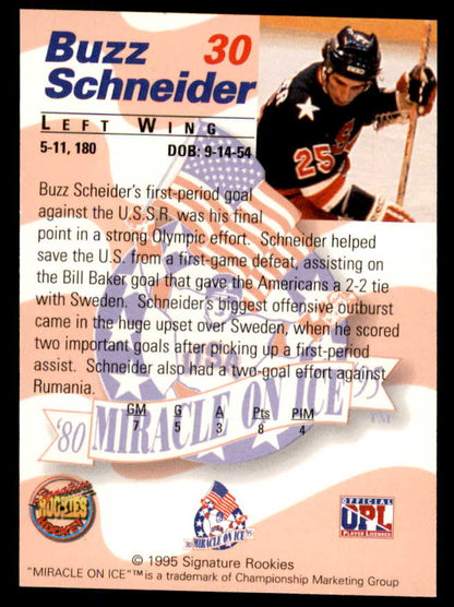 1995 Signature Rookies Miracle on Ice #030 Buzz Schneider Autograph 557976