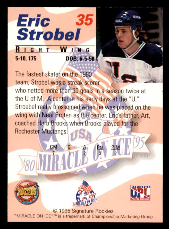 1995 Signature Rookies Miracle on Ice #035 Eric Strobel Autograph 557984