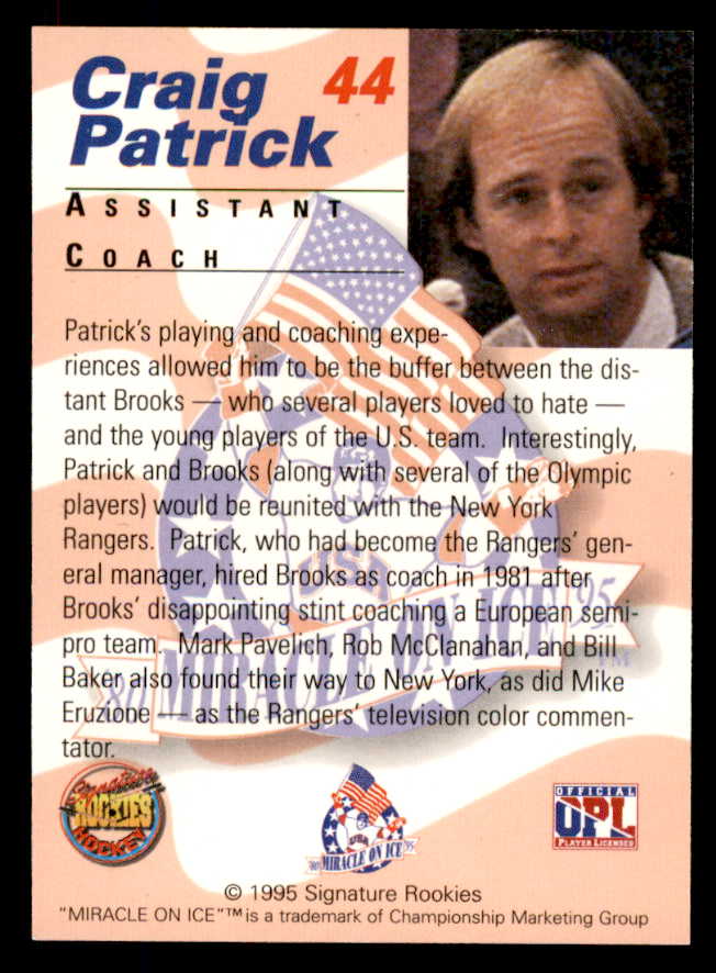 1995 Signature Rookies Miracle on Ice #044 Craig Patrick Autograph 557997