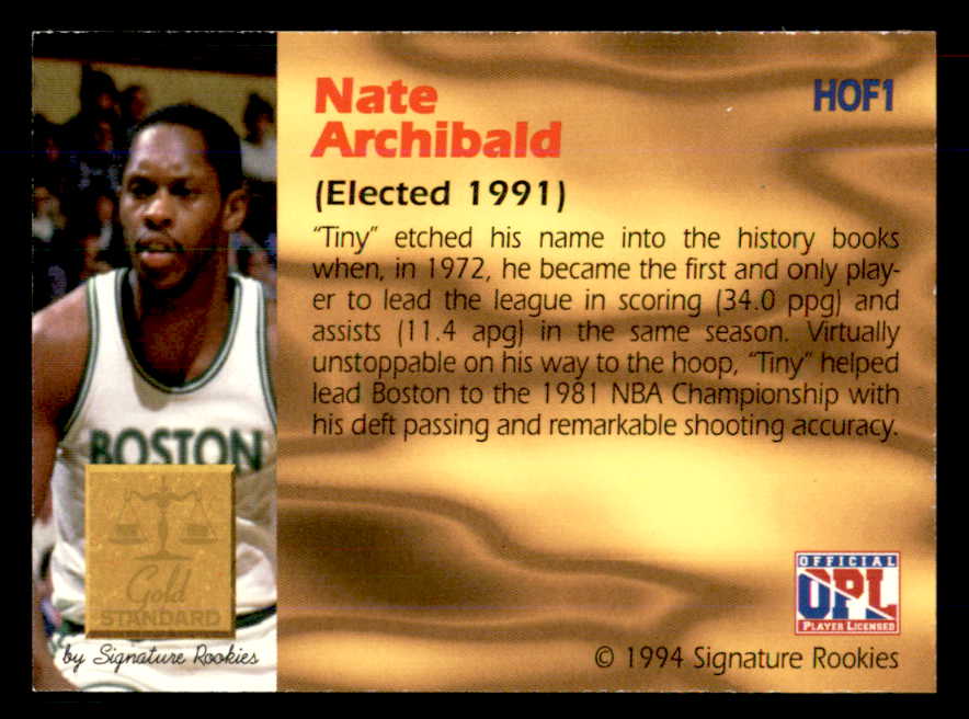 1994 Signature Rookies #001 Nate Archibald Autograph 558002