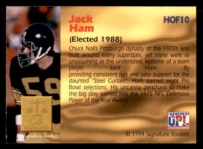1994 Signature Rookies #010 Jack Ham Autograph 558013