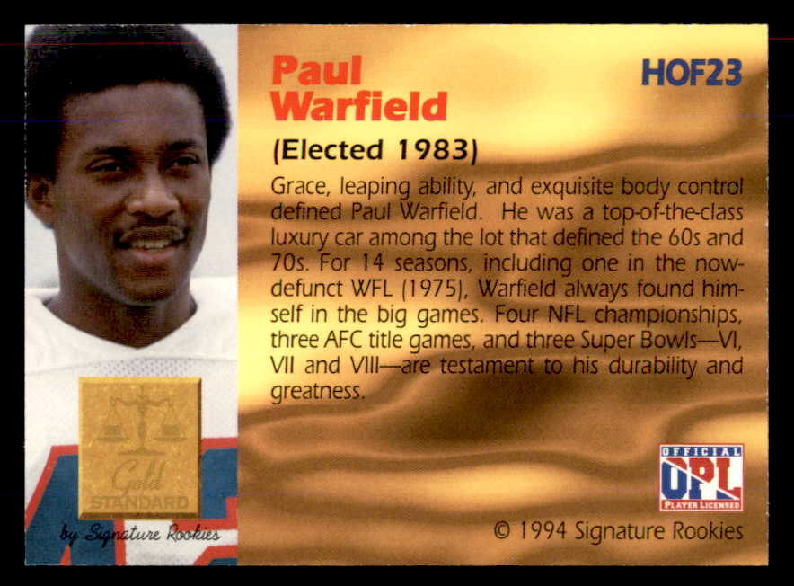 1994 Signature Rookies #023 Paul Warfield Autograph 558025