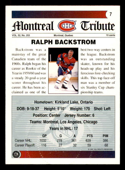 1992 Ultimate #007 Ralph Backstrom Canadiens Signed Autographed 558032
