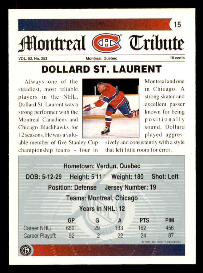 1992 Ultimate #015 Dollard St. Laurent Canadiens Signed Autographed 558038