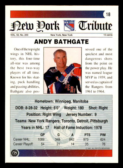 1992 Ultimate #018 Andy Bathgate Rangers Signed Autographed 558040