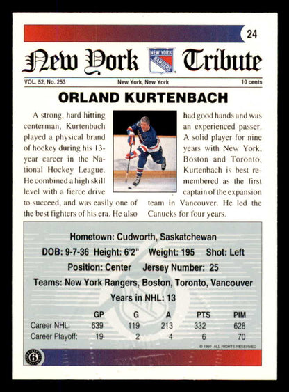 1992 Ultimate #024 Orland Kurtenbach Rangers Signed Autographed 558046