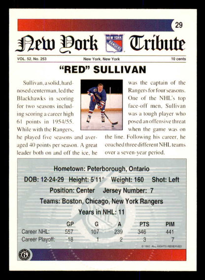 1992 Ultimate #029 Red Sullivan Rangers Signed Autographed 558051