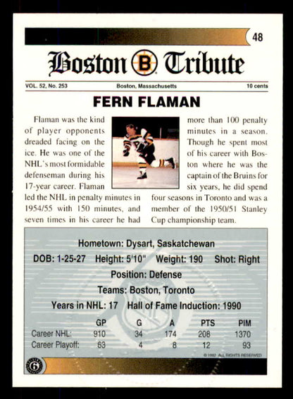 1992 Ultimate #048 Fern Flaman Bruins Signed Autographed 558066