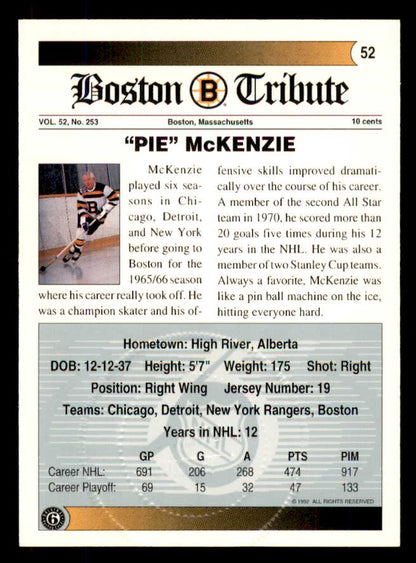 1992 Ultimate #052 John Mckenzie Bruins Signed Autographed 558070