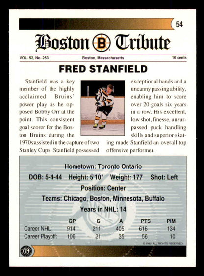 1992 Ultimate #054 Fred Stanfield Bruins Signed Autographed 558072