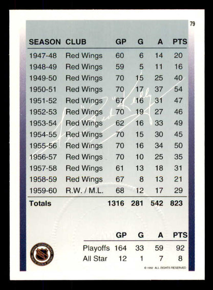 1992 Ultimate #079 Red Kelly Maple Leafs Signed Autographed 558087
