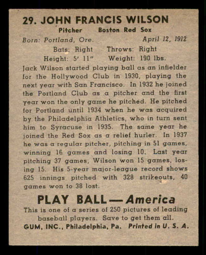 1939 Play Ball #029 John Wilson Red Sox EX-MT 558156