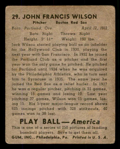 1939 Play Ball #029 John Wilson Red Sox GD-VG 558157