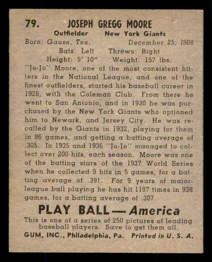 1939 Play Ball #079 Joe Moore Giants EX-MT 558275