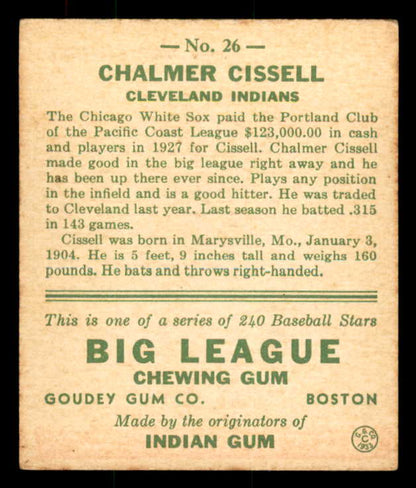 1933 Goudey #026 Bill Cissell Indians VG 558406