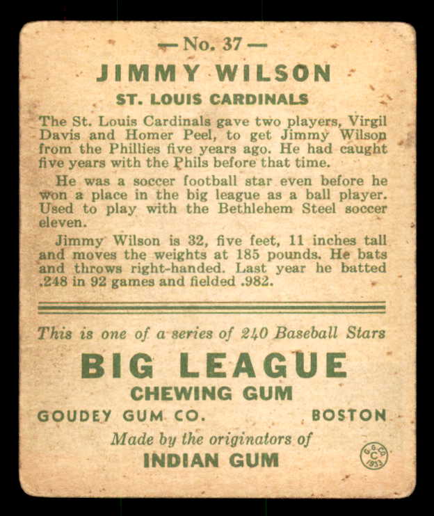 1933 Goudey #037 Jimmy Wilson Cardinals GD-VG 558410