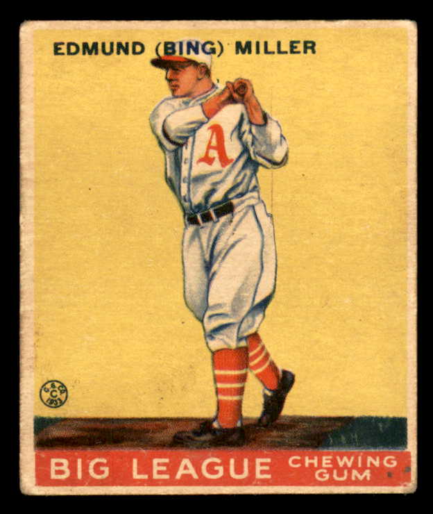 1933 Goudey #059 Bing Miller A's GD-VG residue back 558420