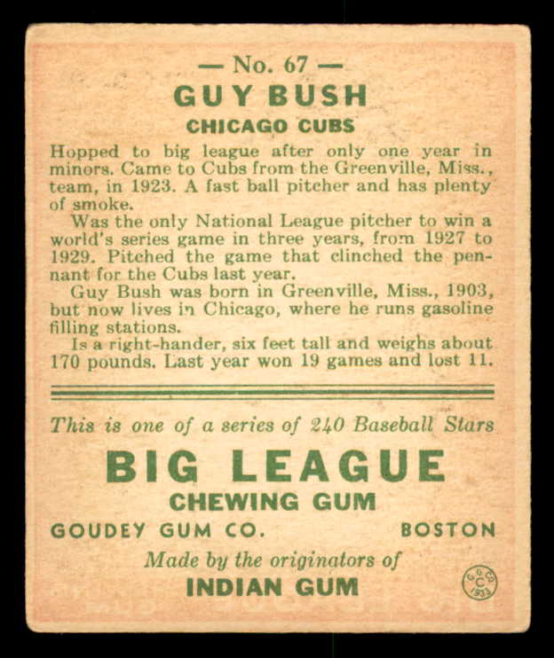 1933 Goudey #067 Guy Bush Cubs EX 558423