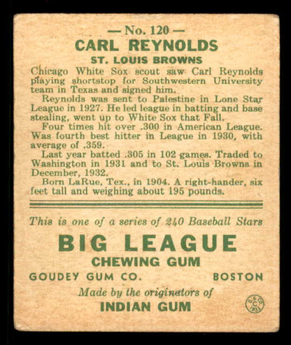 1933 Goudey #120 Carl Reynolds Browns VG-EX 558451
