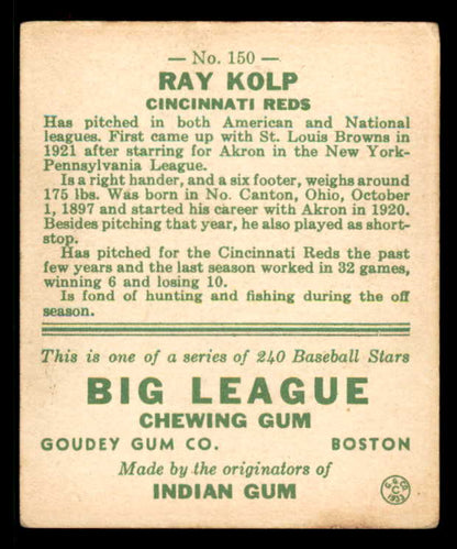 1933 Goudey #150 Ray Kolp Reds VG-EX 558465