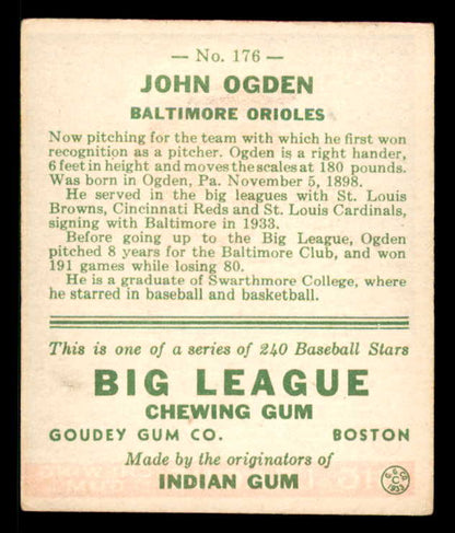 1933 Goudey #176 John Ogden Baltimore EX 558484