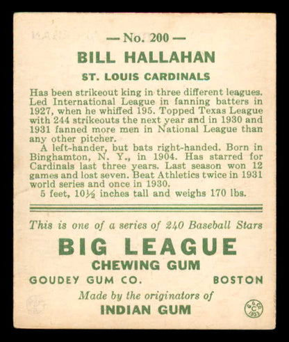 1933 Goudey #200 Bill Hallahan Cardinals EX 558498