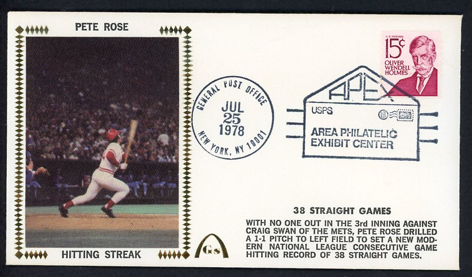 1978 First Day Cover Pete Rose Reds 38 Games Straight 558528
