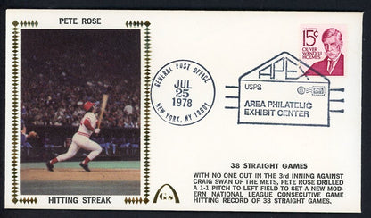 1978 First Day Cover Pete Rose Reds 38 Games Straight 558528