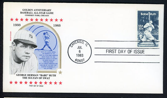 1983 First Day Cover Babe Ruth 1933 All Star Game Selectcover 558543