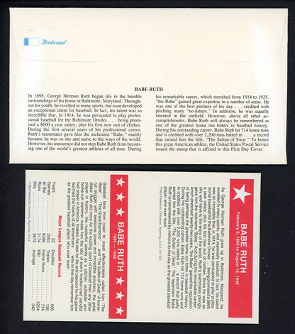 1983 First Day Cover Babe Ruth Baseball Legend Fleetwood 558545