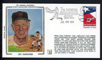 1986 First Day Cover Leo Durocher Giants National Convention 558549