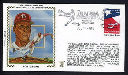 1986 First Day Cover Bob Gibson Cardinals National Convention 558551
