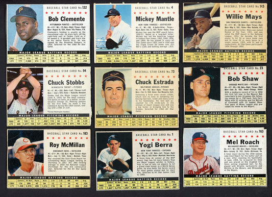 1961 Post Baseball Near Set (-5) Mantle Clemente Aaron Mays 558561