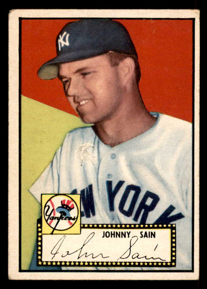 1952 Topps Baseball #049 Johnny Sain Yankees FR-GD Black erasure 558641