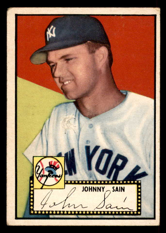 1952 Topps Baseball #049 Johnny Sain Yankees FR-GD Black erasure 558641
