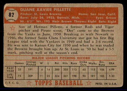 1952 Topps Baseball #082 Duane Pillette Browns GD-VG 558676