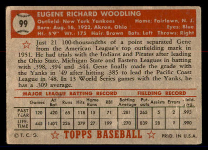 1952 Topps Baseball #099 Gene Woodling Yankees VG 558696