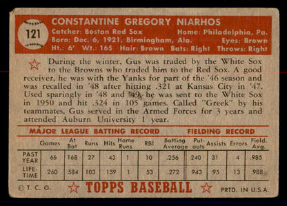 1952 Topps Baseball #121 Gus Niarhos Red Sox VG 558713