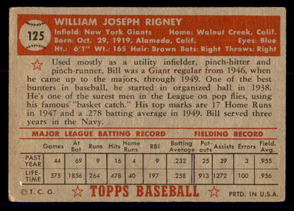 1952 Topps Baseball #125 Bill Rigney Giants GD-VG 558721