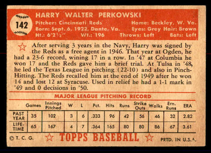 1952 Topps Baseball #142 Harry Perkowski Reds VG-EX 558739