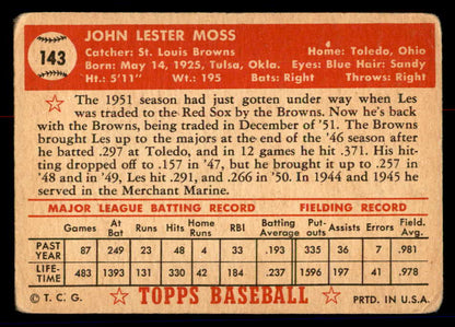 1952 Topps Baseball #143 Les Moss Browns GD-VG 558740