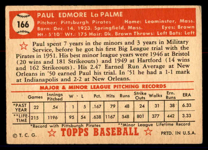 1952 Topps Baseball #166 Paul Lapalme Pirates VG-EX 558762