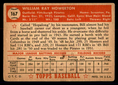 1952 Topps Baseball #167 Bill Howerton Pirates VG 558764