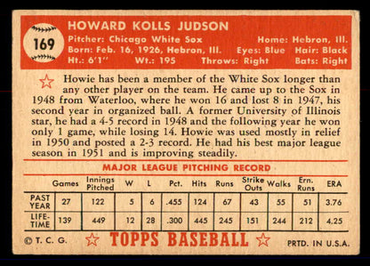 1952 Topps Baseball #169 Howie Judson White Sox VG 558767