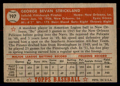 1952 Topps Baseball #197 George Strickland Pirates VG-EX 558786