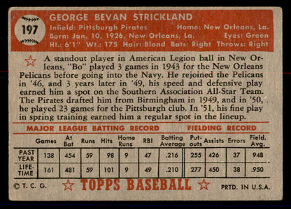 1952 Topps Baseball #197 George Strickland Pirates VG 558787