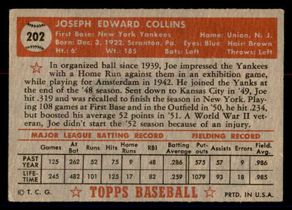 1952 Topps Baseball #202 Joe Collins Yankees GD-VG 558792