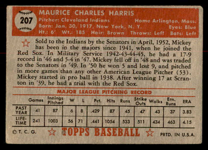 1952 Topps Baseball #207 Mickey Harris Indians GD-VG 558799
