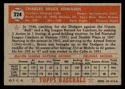1952 Topps Baseball #224 Bruce Edwards Cubs GD-VG 558818